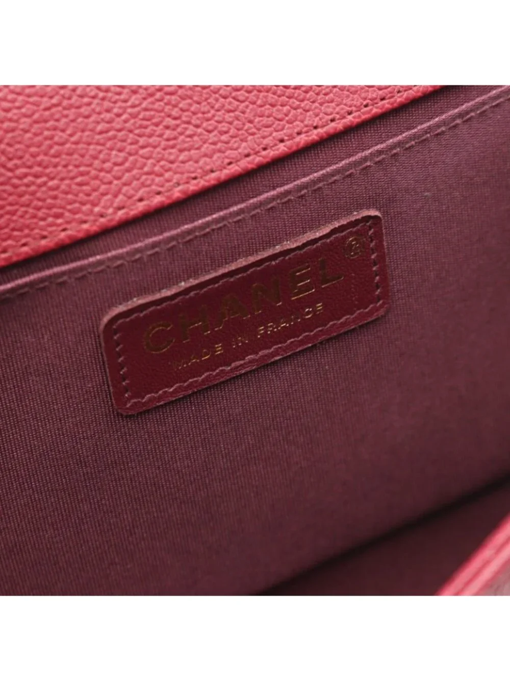 Chanel Shoulder Bag Boy Wine Red Caviar Leather Boy Stitch Chain
